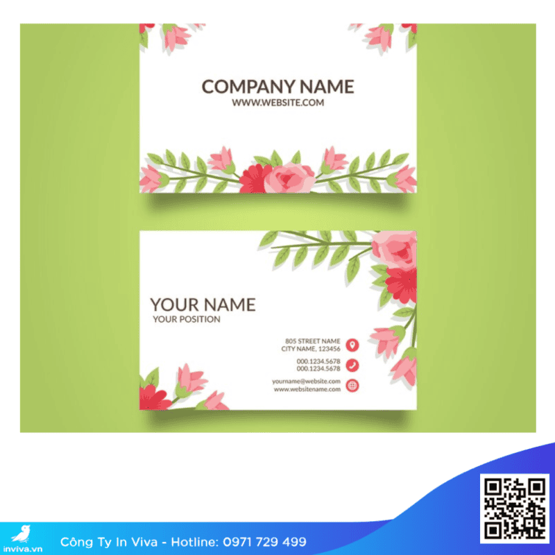 Mẫu name card đẹp, name card sáng shop hoa