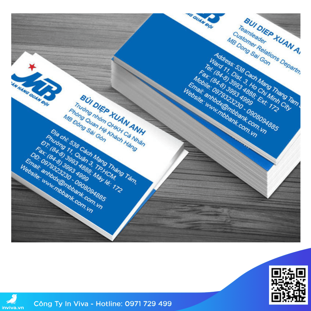 Mẫu Name card, danh thiếp, card visit ngân hàng MB Bank