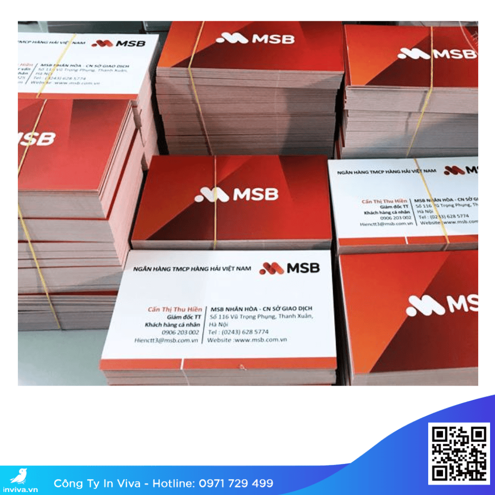 Mẫu Name card, danh thiếp, card visit ngân hàng MSB Bank