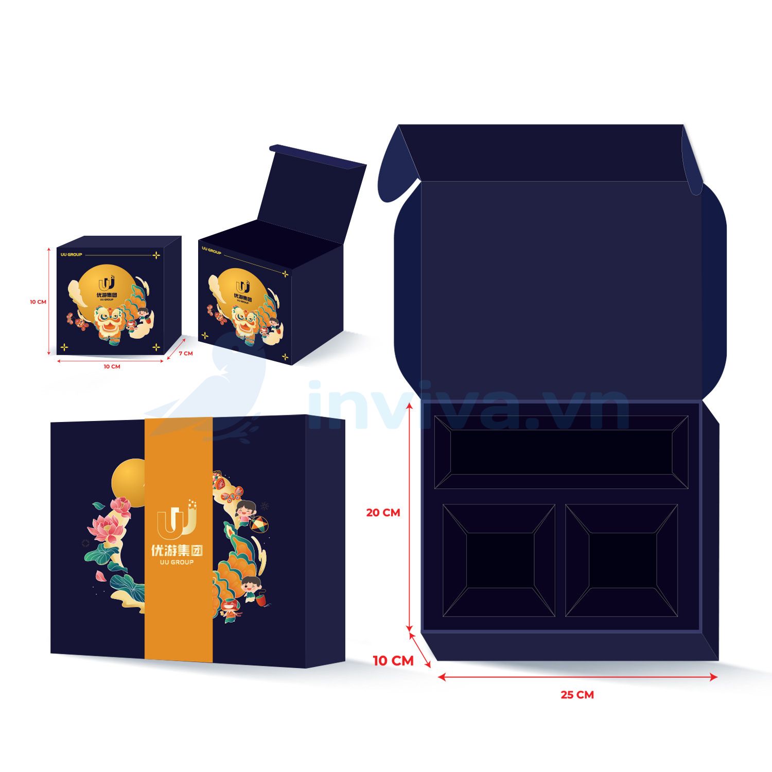 Xưởng in hộp bánh trung thu cao cấp, theo yêu cầu, số lượng ít, lấy nhanh tại TPHCM - Inviva.vn