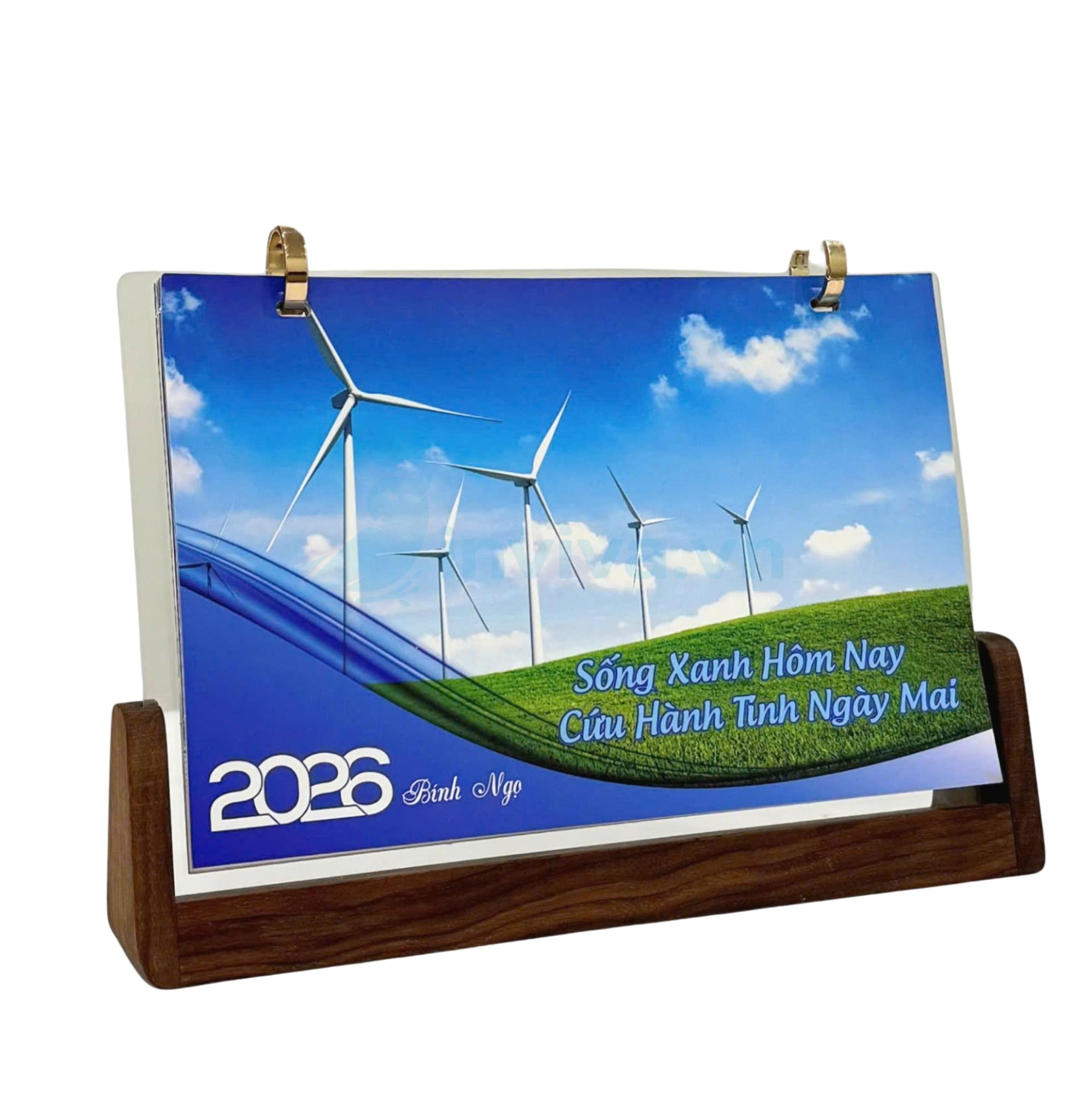 Mẫu lịch để bàn đế gỗ