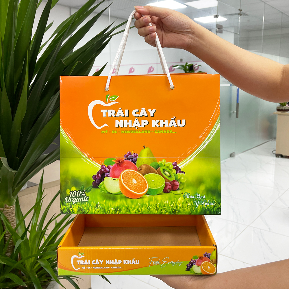 Xưởng in túi giấy đựng hoa quả, túi giấy đựng trái cây nhập khẩu giá rẻ, đẹp - Thiết kế miễn phí từ 100 túi