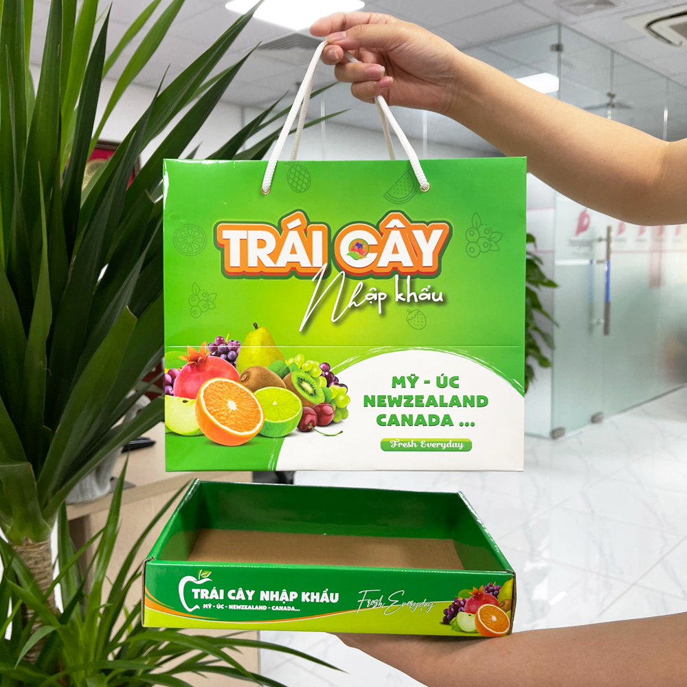 Xưởng in túi giấy đựng hoa quả, túi giấy đựng trái cây nhập khẩu giá rẻ, đẹp - Thiết kế miễn phí từ 100 túi