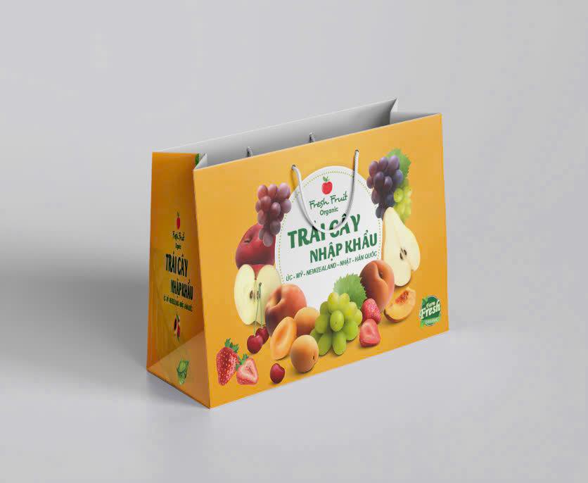 Xưởng in túi giấy đựng hoa quả, túi giấy đựng trái cây nhập khẩu giá rẻ, đẹp - Thiết kế miễn phí từ 100 túi