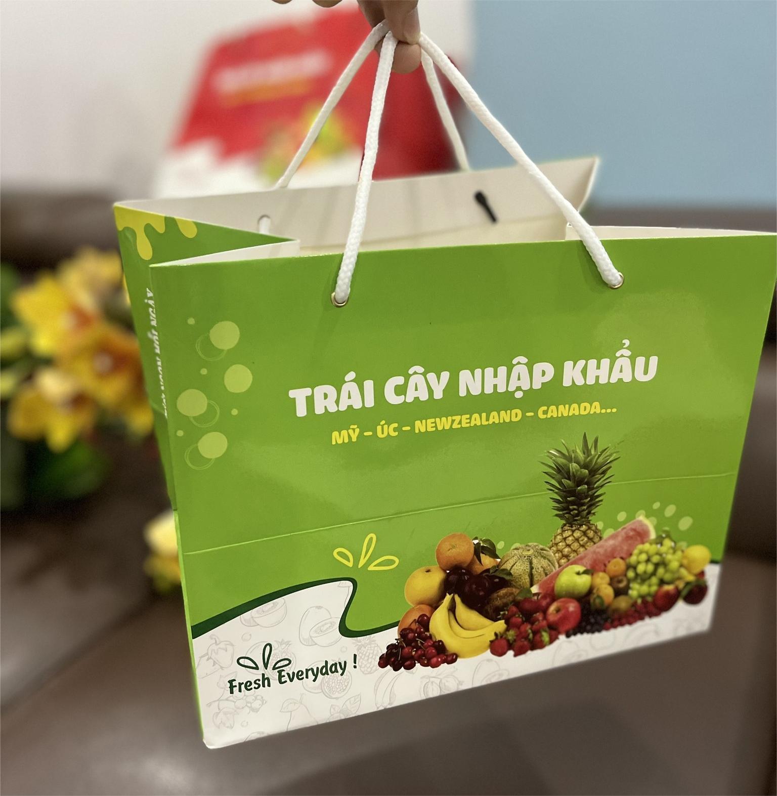 Xưởng in túi giấy đựng hoa quả, túi giấy đựng trái cây nhập khẩu giá rẻ, đẹp - Thiết kế miễn phí từ 100 túi