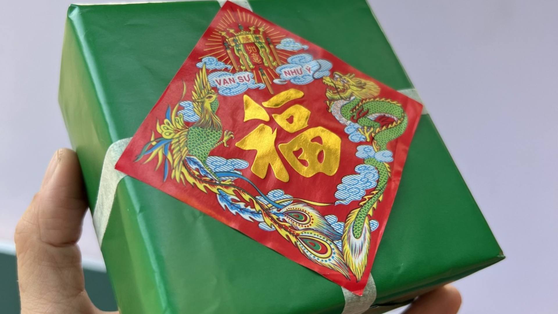 Tem, nhãn dán bánh chưng truyền thống vạn sự, như ý