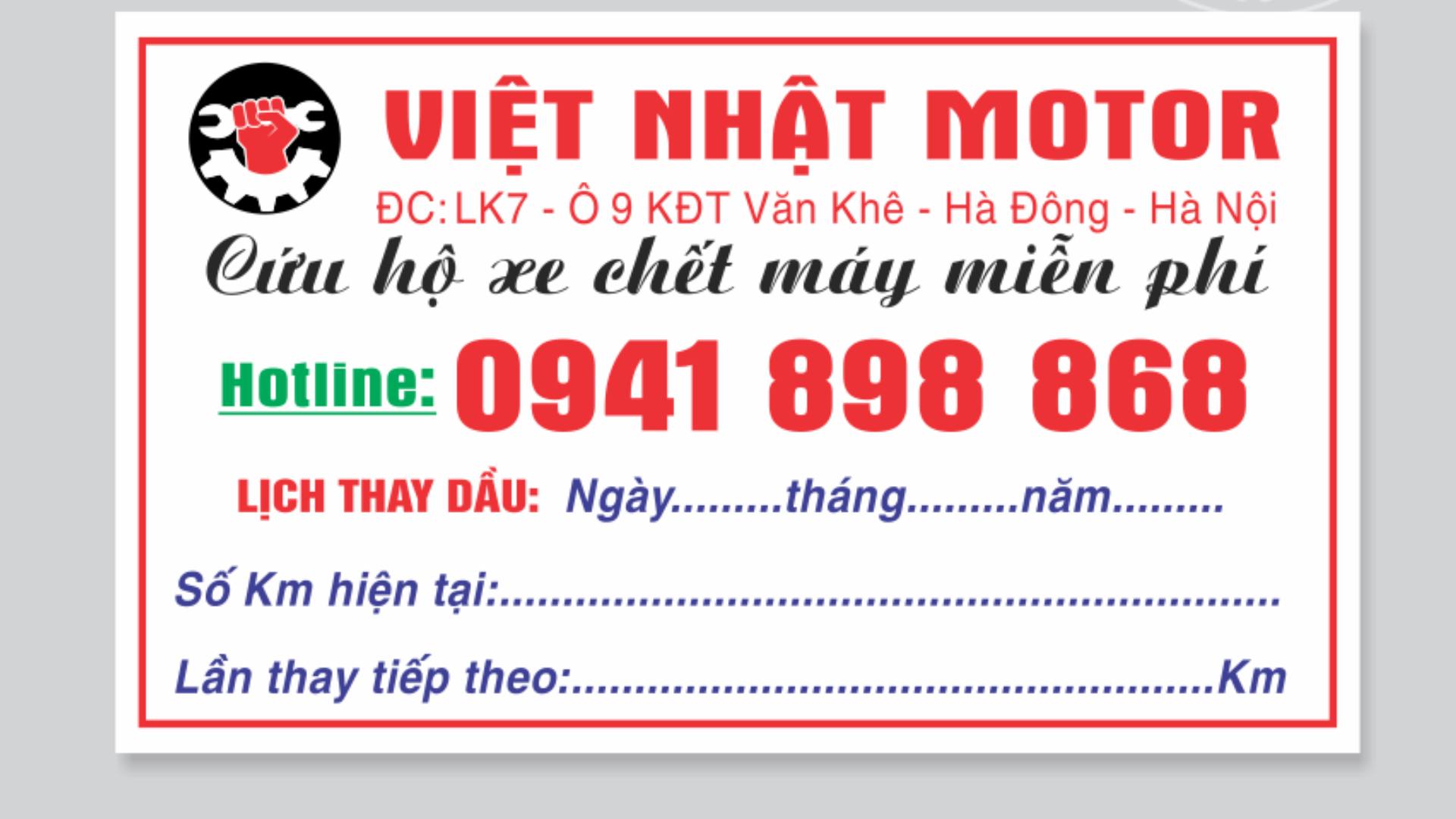 Mẫu tem quảng cáo Việt Nhật motor