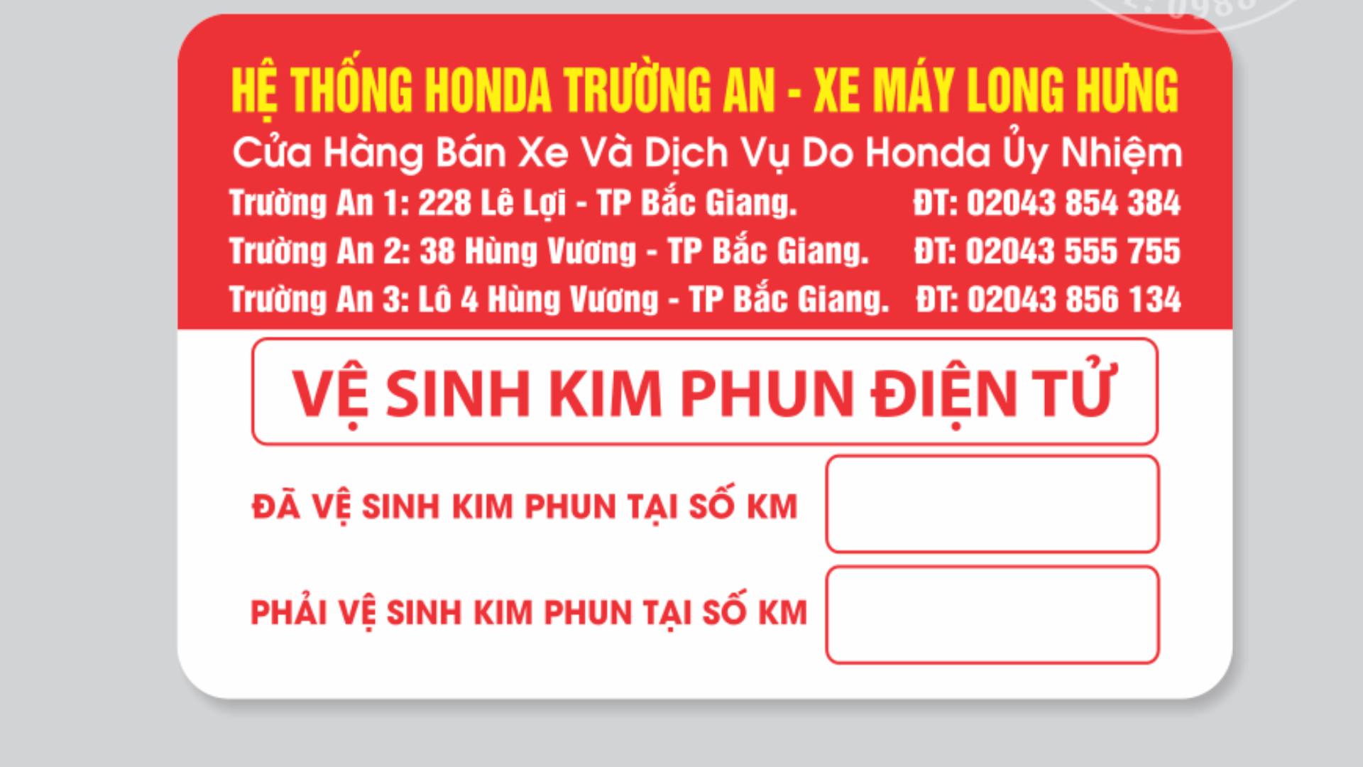 Tem dán quảng cáo hệ thống honda Trường An