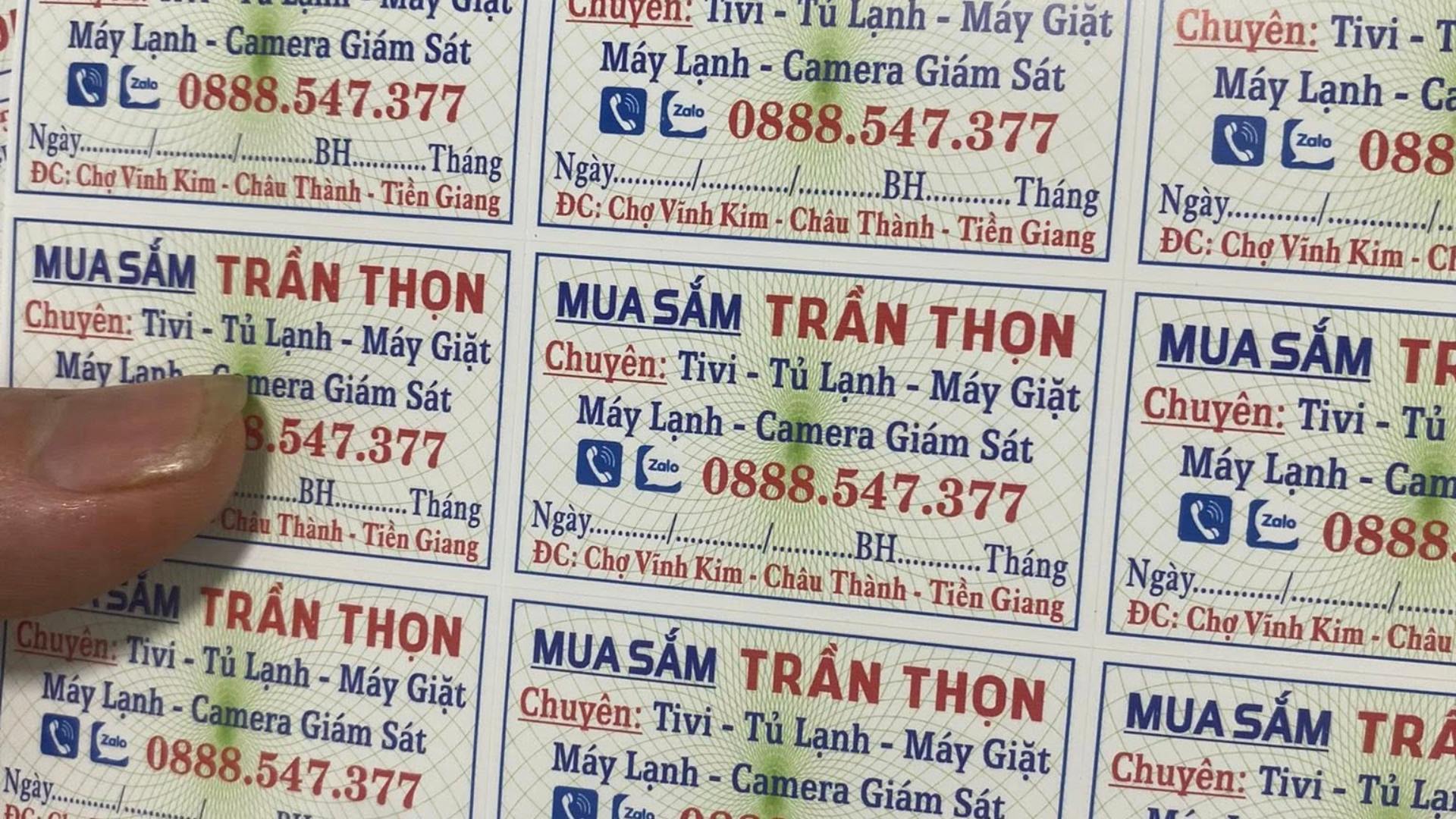 Mẫu tem quảng cáo mua sắm Trần Thọn