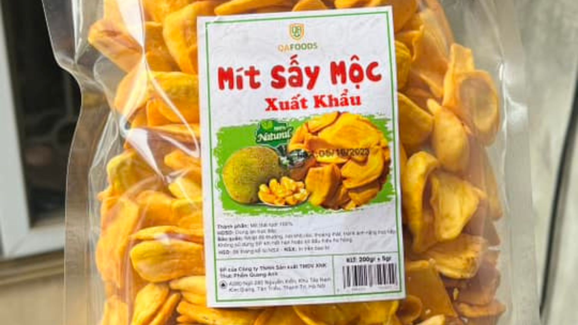 Mẫu tem mít sấy QAFOODS