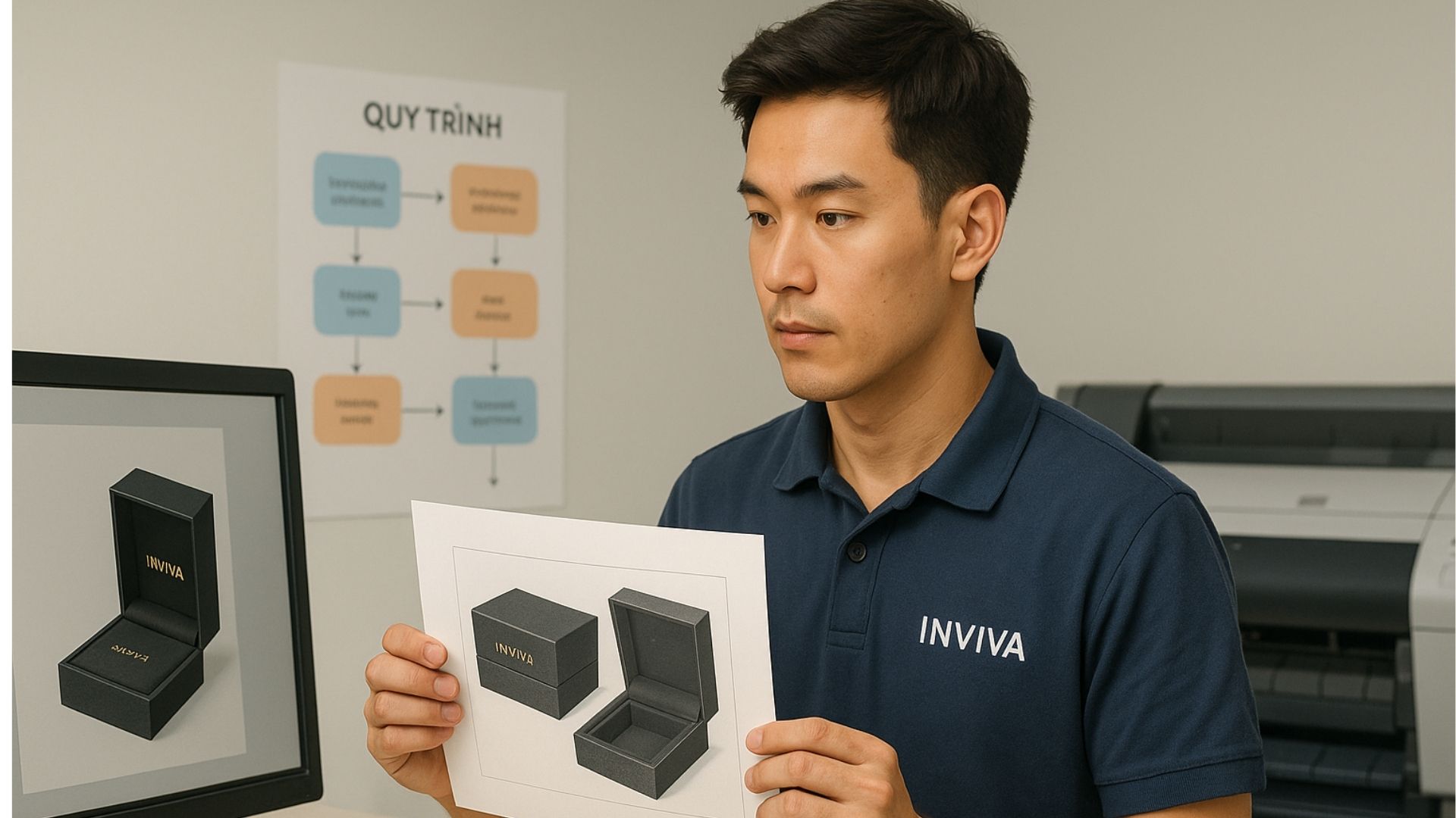 Quy trình đặt in hộp đựng trang sức chuyên nghiệp tại In Viva - Hình minh họa