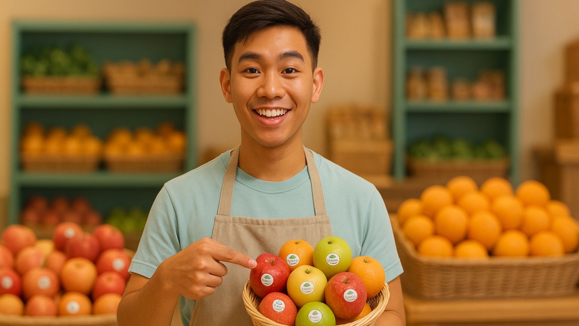 Tem dán hoa quả giúp khách hàng an tâm khi chọn mua trái cây - Hình minh họa