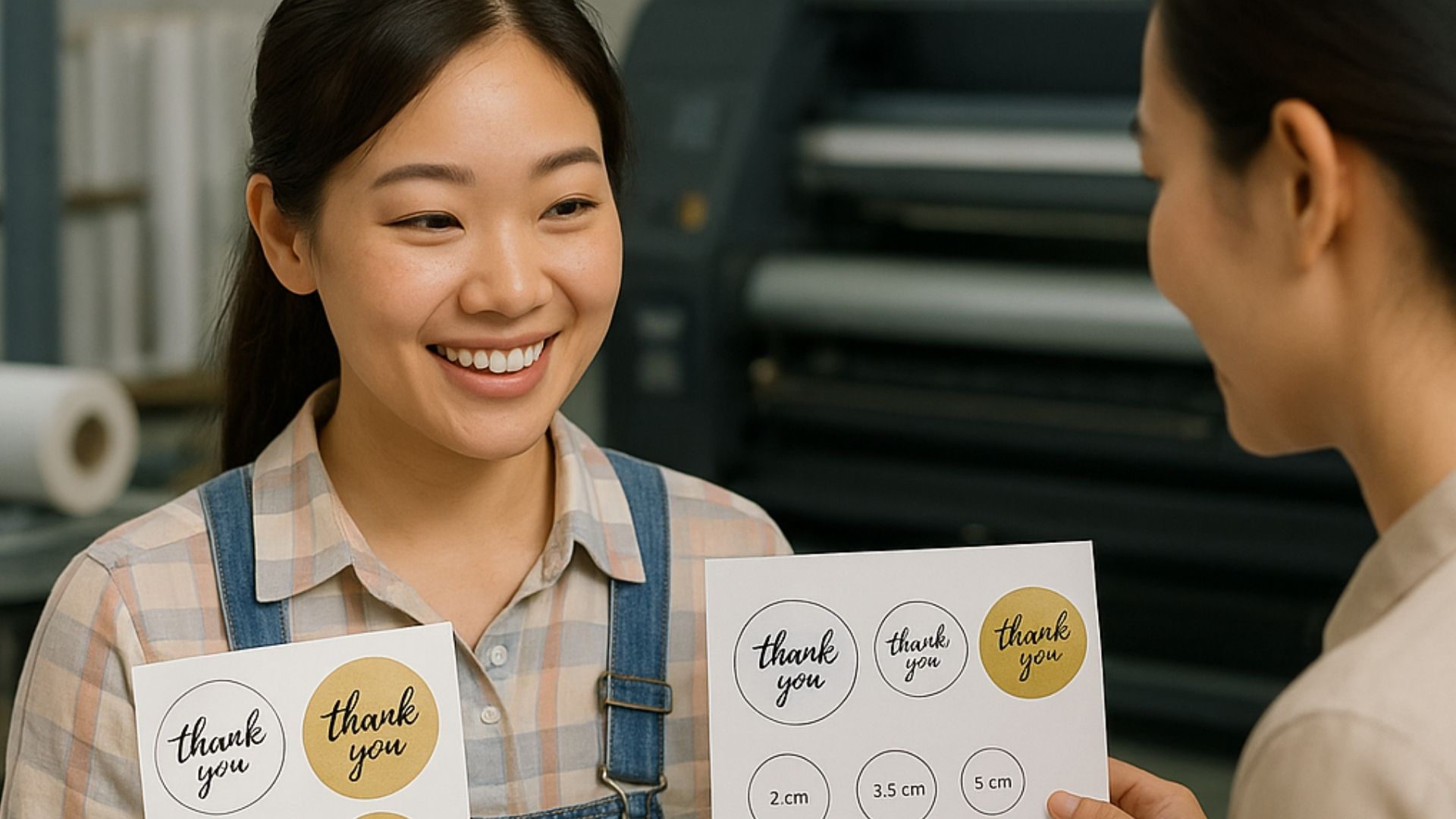 Chất liệu in ấn tem Thank You - Hình minh họa