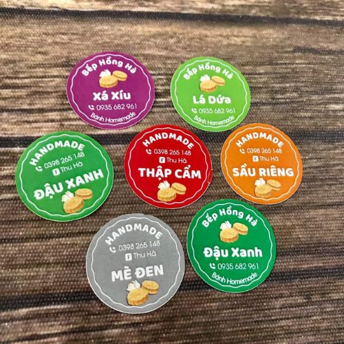 Mẫu tem dán đồ ăn vặt handmade các loại