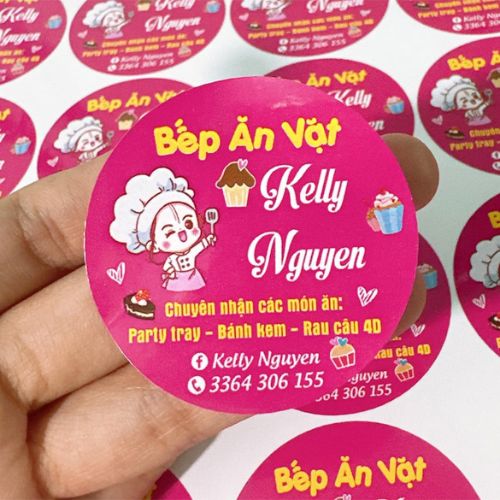 ý tưởng thiết kế tem tròn cho bánh tráng trộn