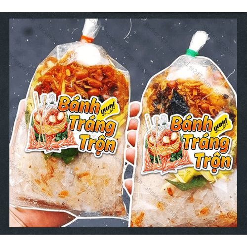 Tham khảo các mẫu tem nhãn bánh tráng trộn đa dạng