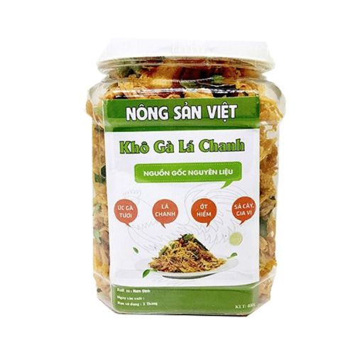Mẫu in tem nhãn hộp khô gà lá chanh Nông Sản Việt