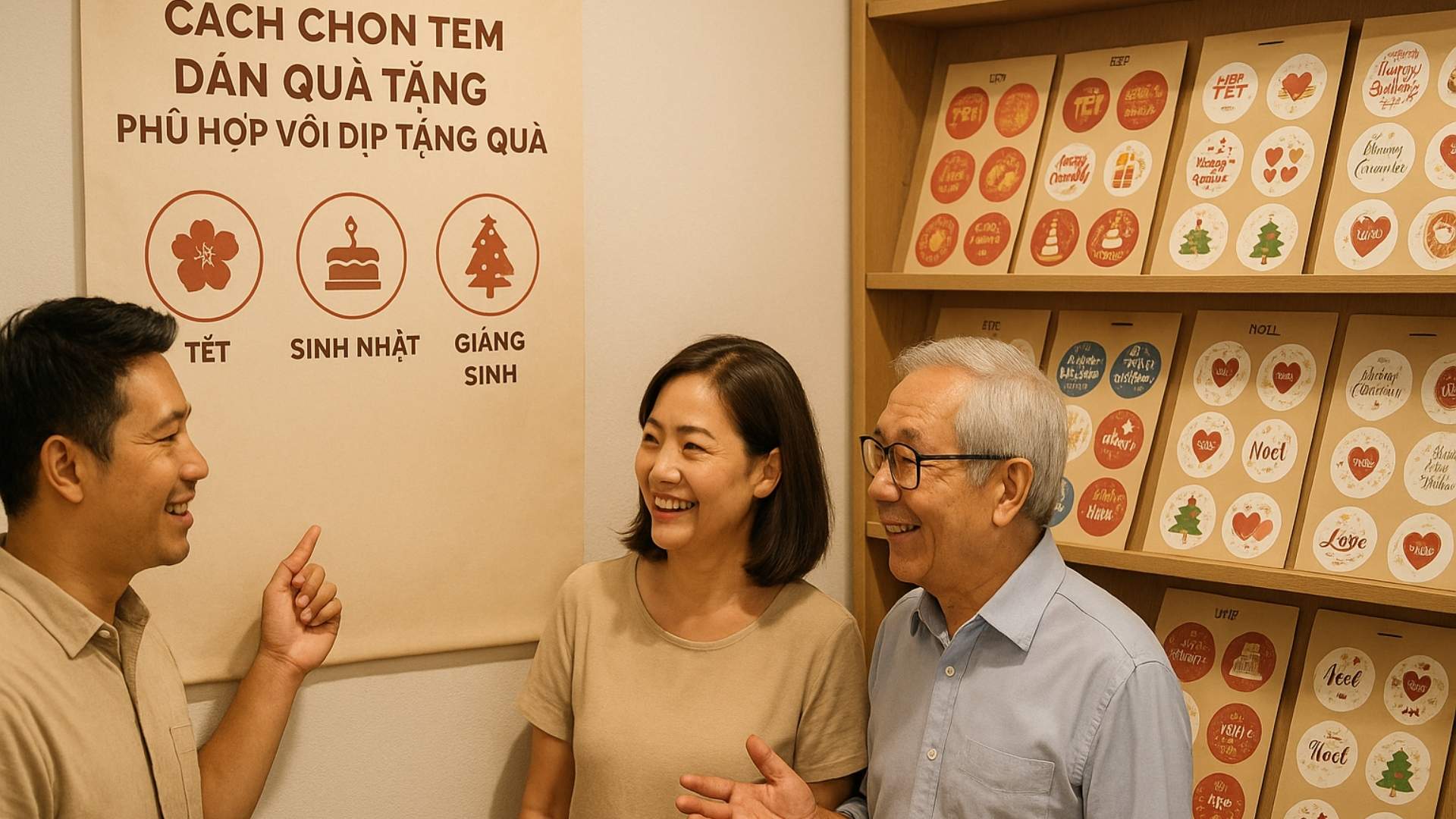 Cần chọn tem dán phù hợp với dịp và đối tượng tặng quà - Hình minh họa