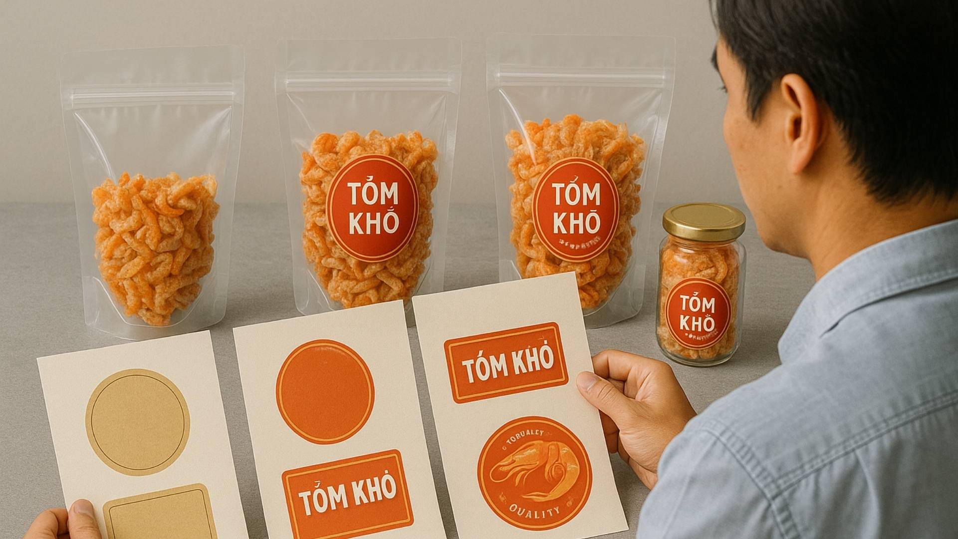 Những chất liệu để làm nhãn tôm khô - Hình minh họa