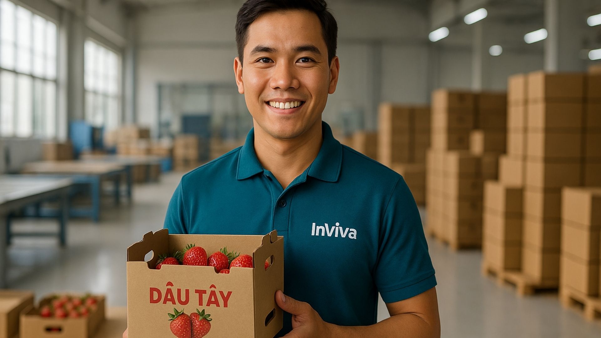 Quy trình đặt sản xuất và in thùng đựng dâu tây xuất khẩu tại In Viva - Hình minh họa