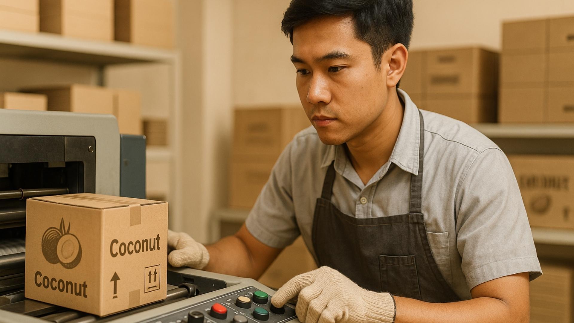 Đặc điểm kỹ thuật của thùng đựng dừa xuất khẩu tại In Viva - Hình minh họa