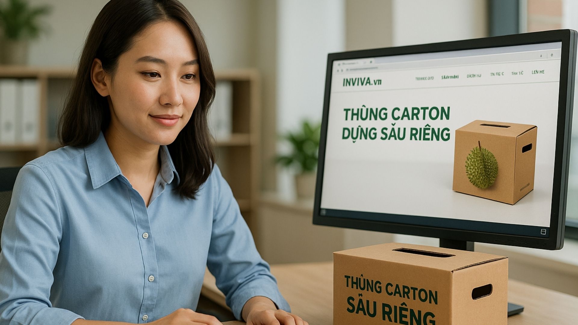 Quy trình đặt in thùng đựng sầu riêng tại In Viva - Hình minh họa