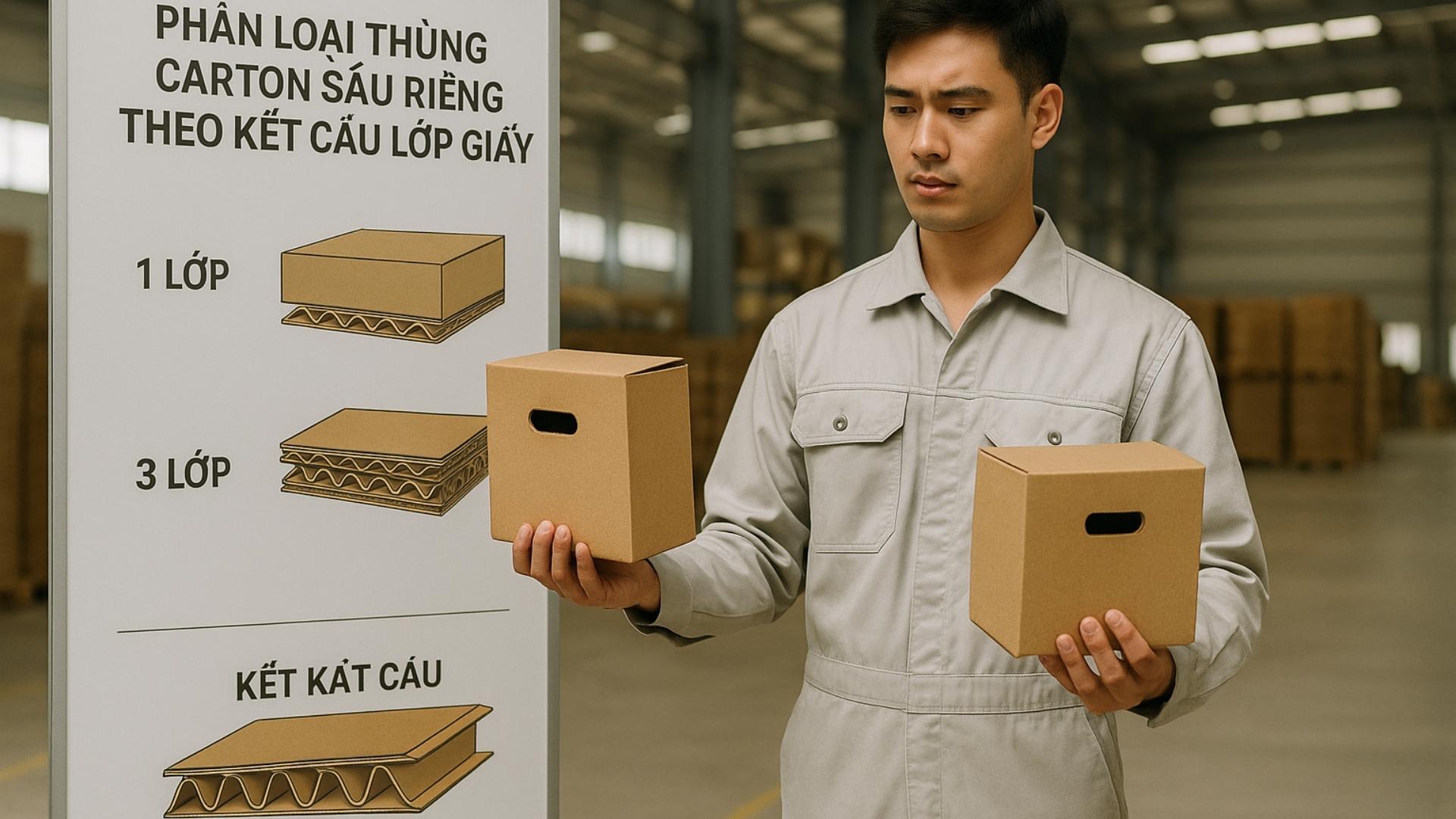 Phân loại thùng đựng sầu riêng theo số lớp giấy - Hình minh họa