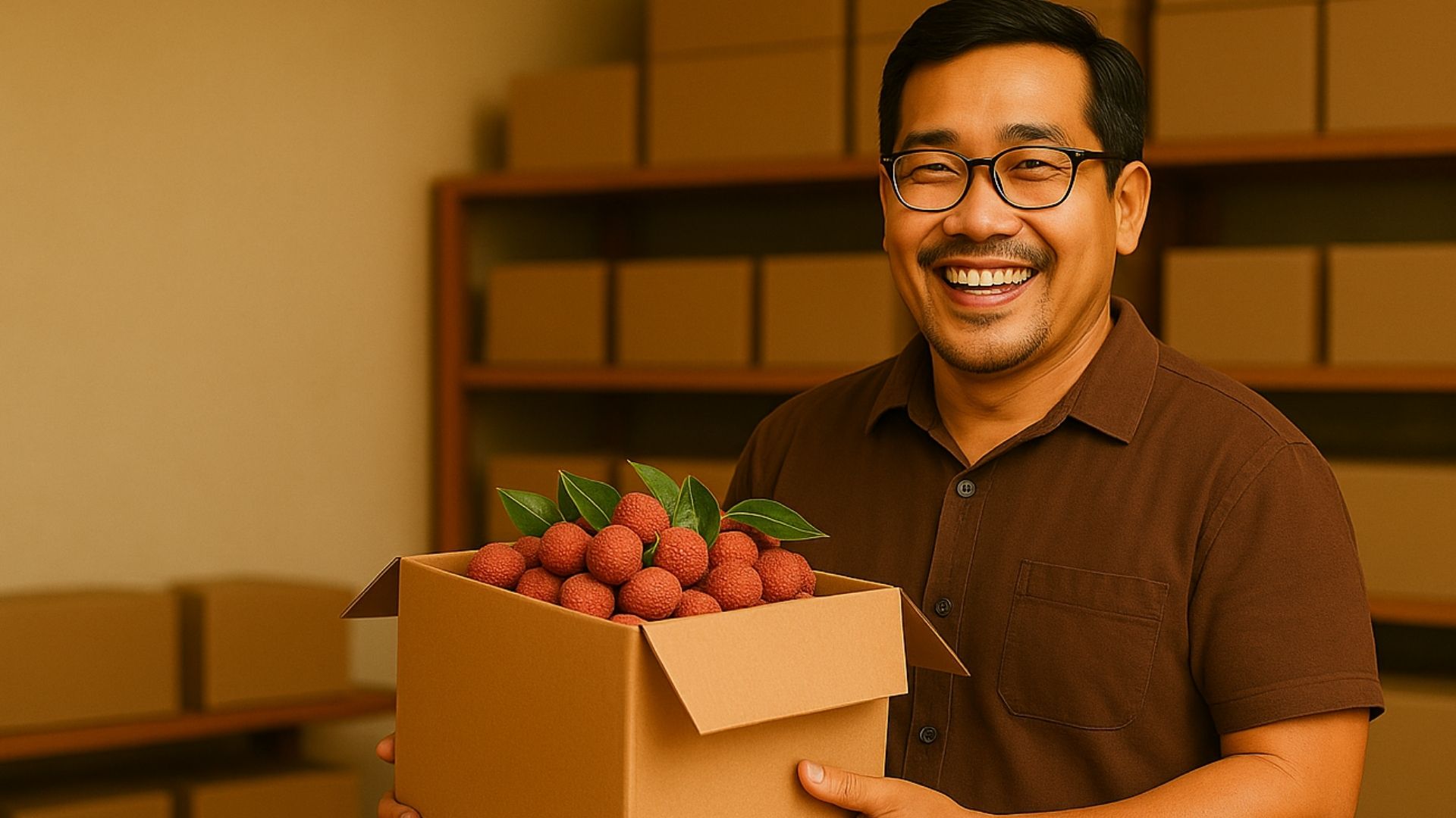 Thùng carton đựng trái vải thiều xuất khẩu giúp bảo vệ sản phẩm tối ưu hơn - Hình minh họa