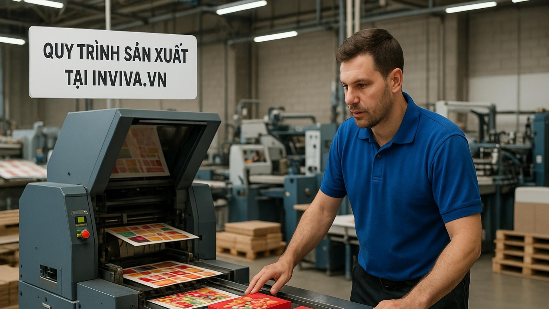 Quy trình sản xuất hộp giấy đựng bánh kẹo tại Inviva.vn – Hình minh hoạ