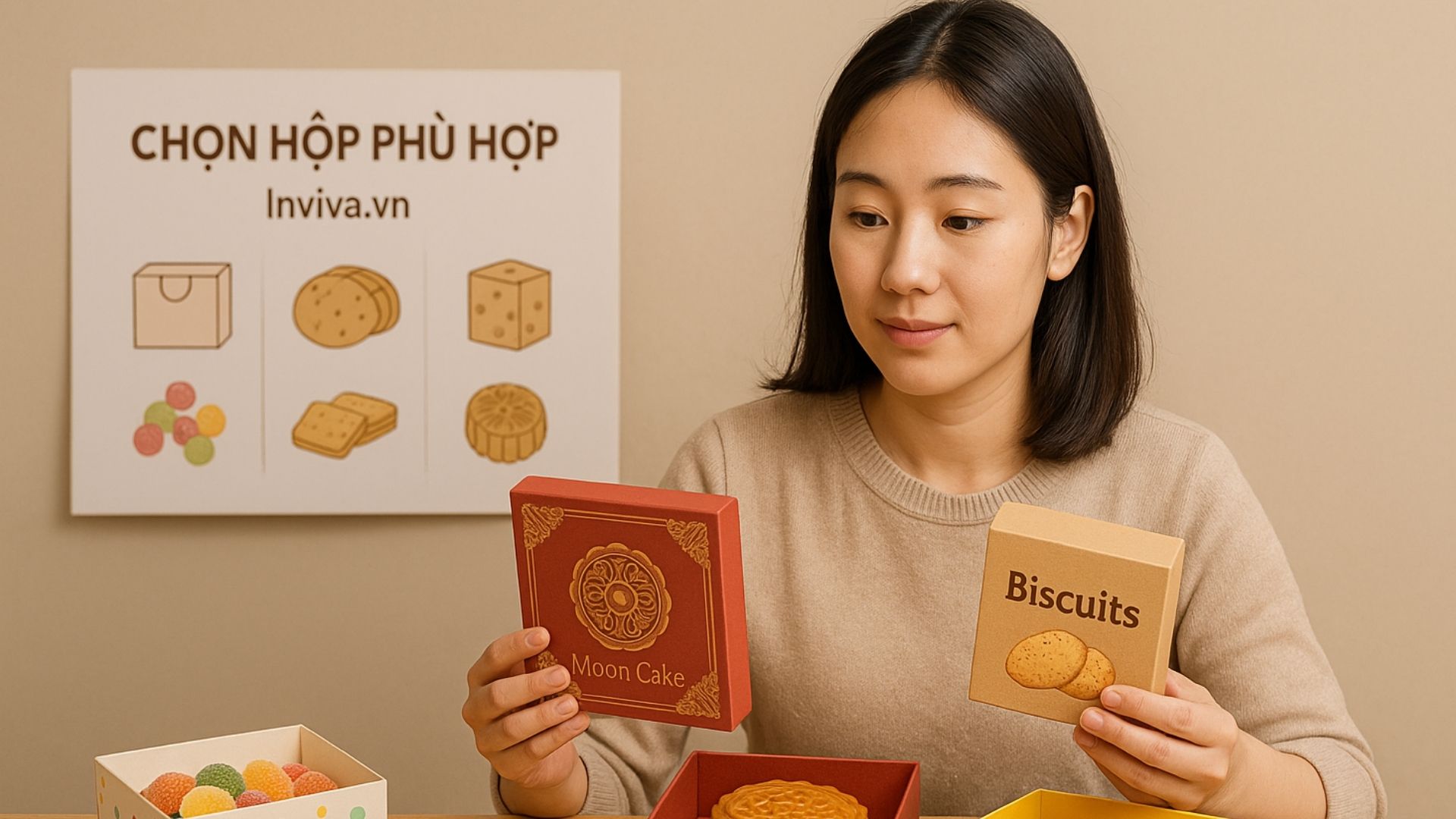 Hướng dẫn chọn hộp giấy phù hợp với sản phẩm bánh kẹo – Hình minh hoạ