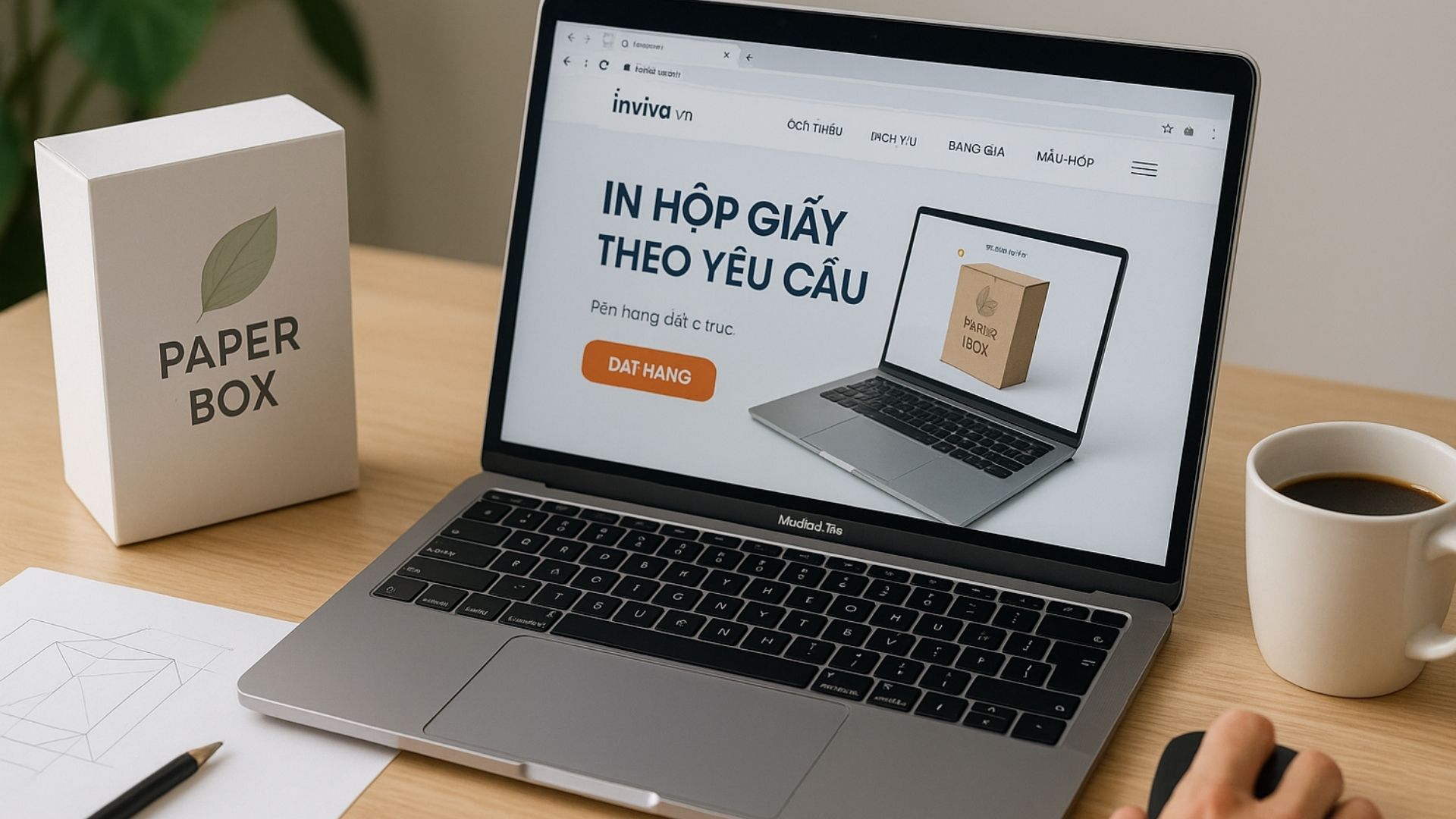 Quy trình đặt in hộp giấy ivory tại Inviva – Hình minh hoạ