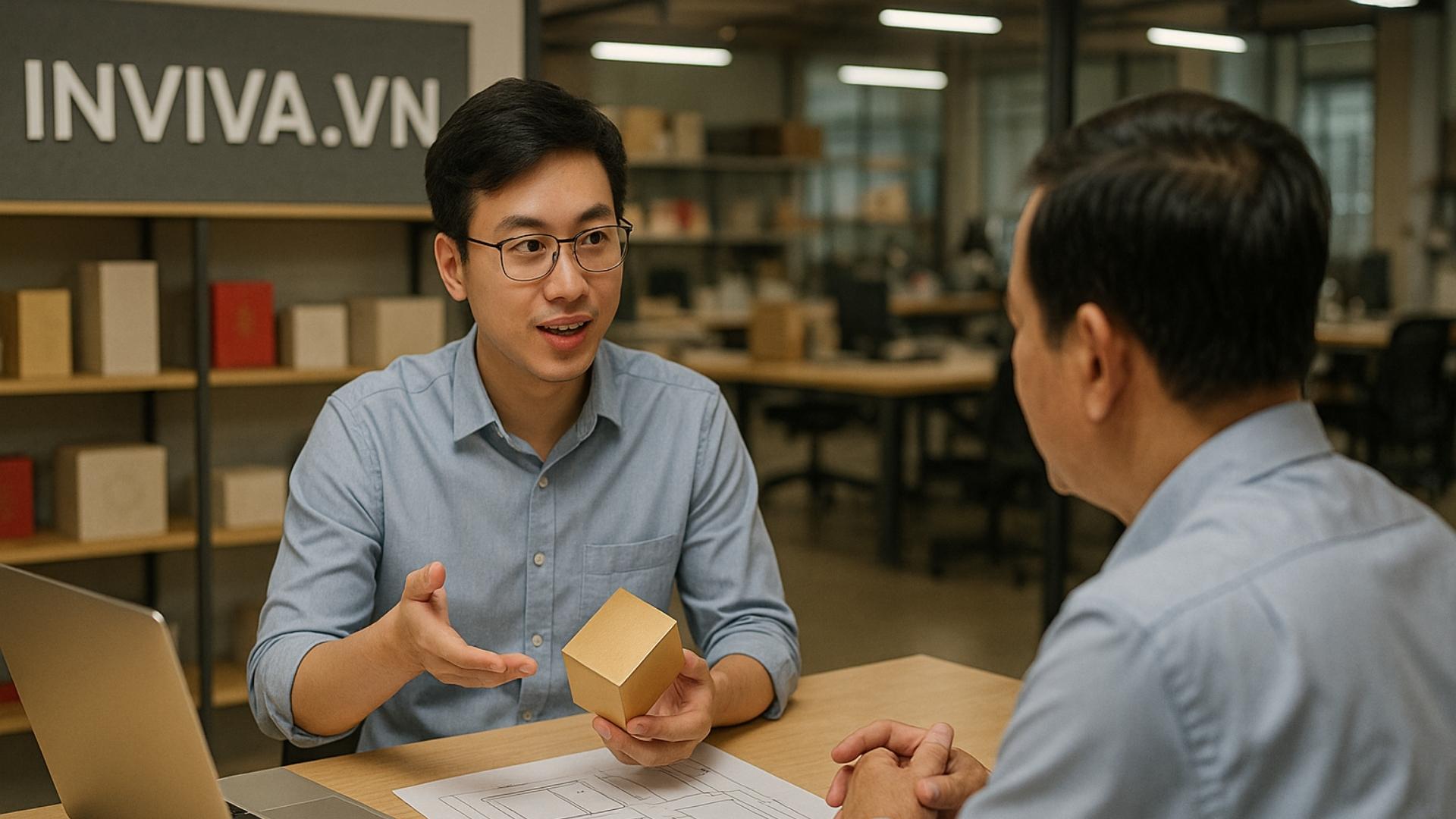 Quy trình đặt in hộp đựng yến sào tại Inviva.vn - Hình minh họa