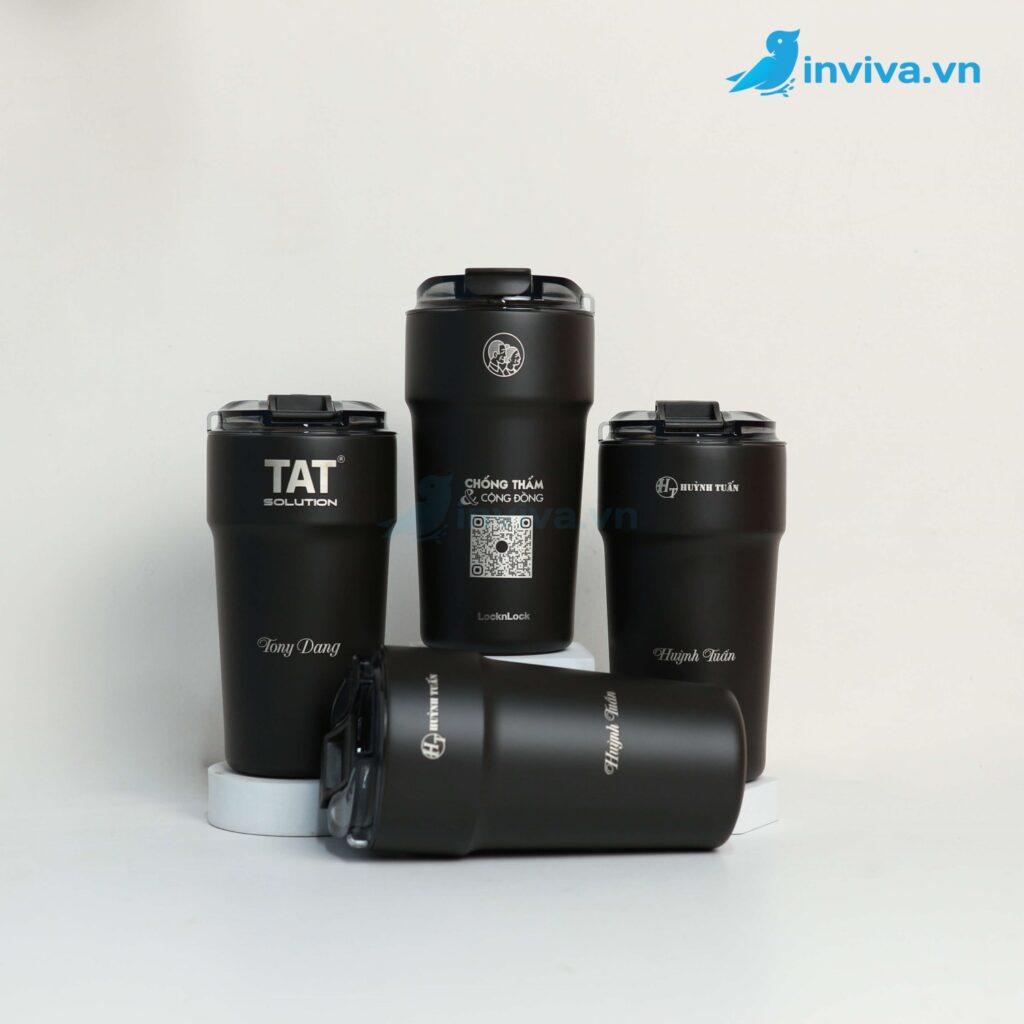 Ly nước giữ nhiệt in tên công ty TAT Solution