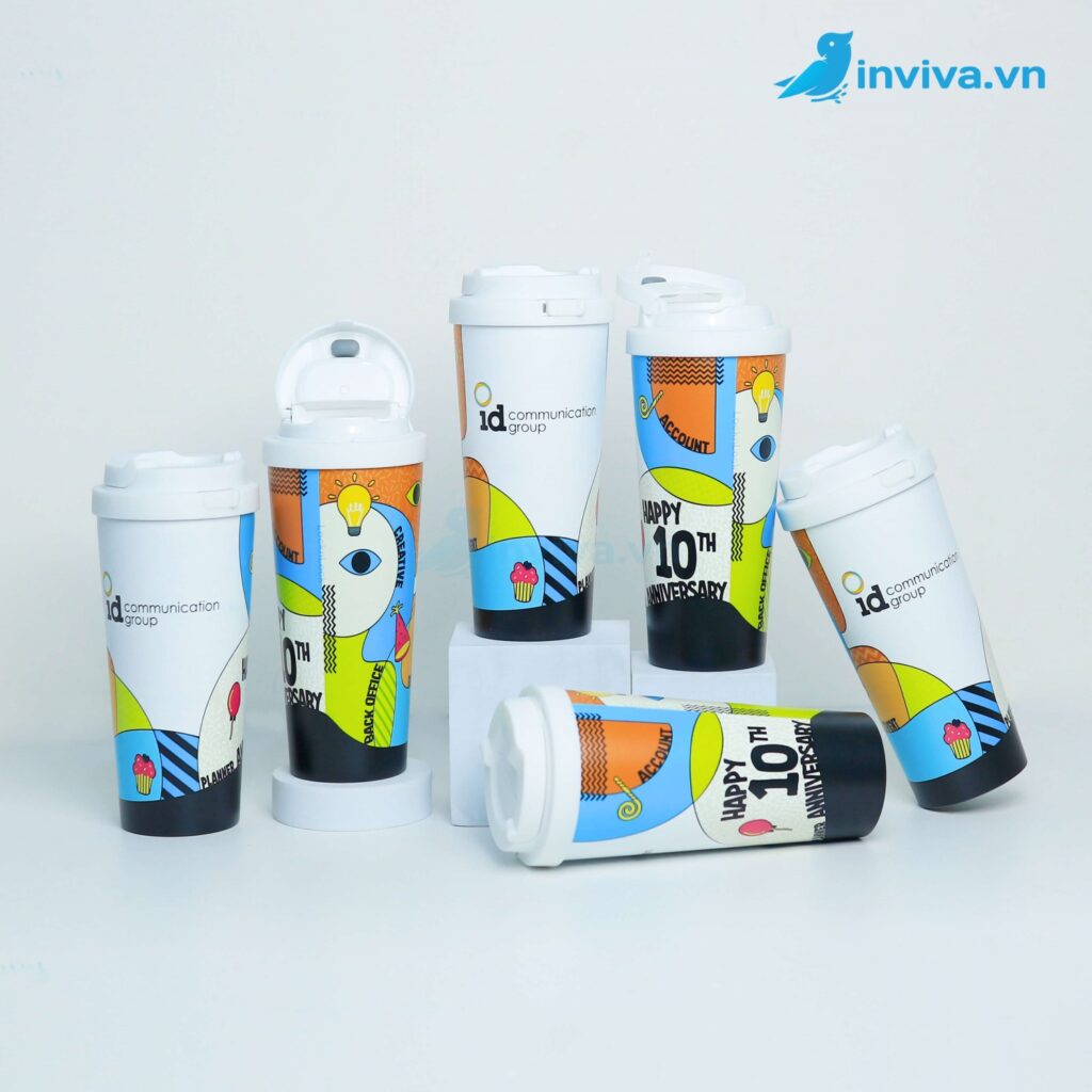 Cốc, ly giữ nhiệt in hình theo yêu cầu khách hàng tại In Viva