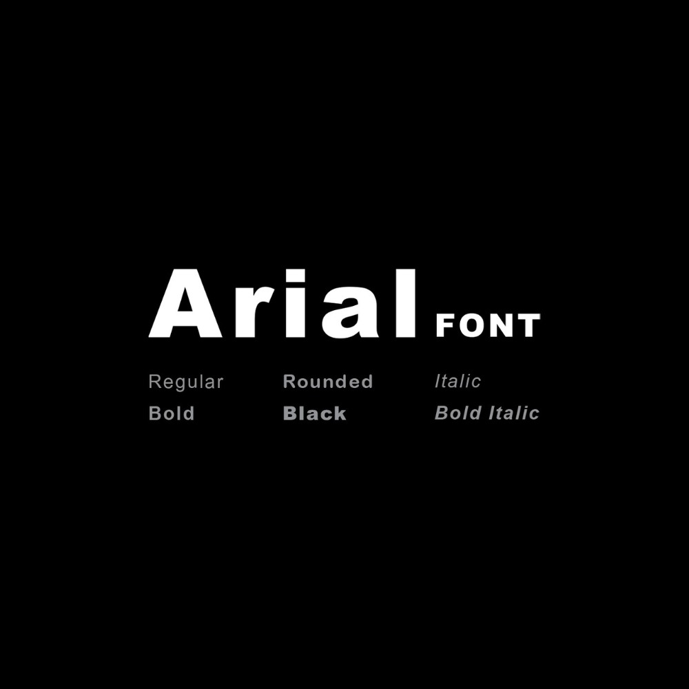 Font Arial phổ biến, trung tính, thích hợp mọi thiết kế
