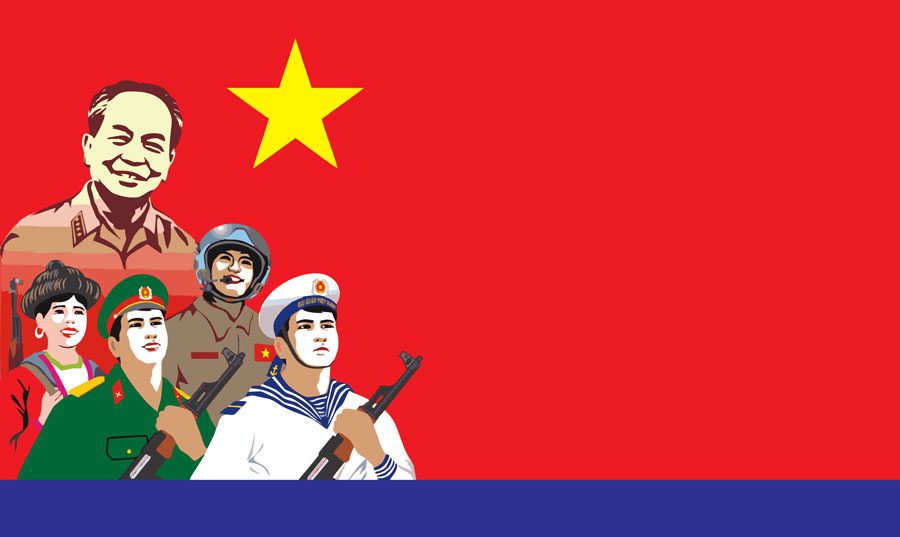 Phông nền 22/12 tông đỏ nổi bật, thể hiện tinh thần dân tộc