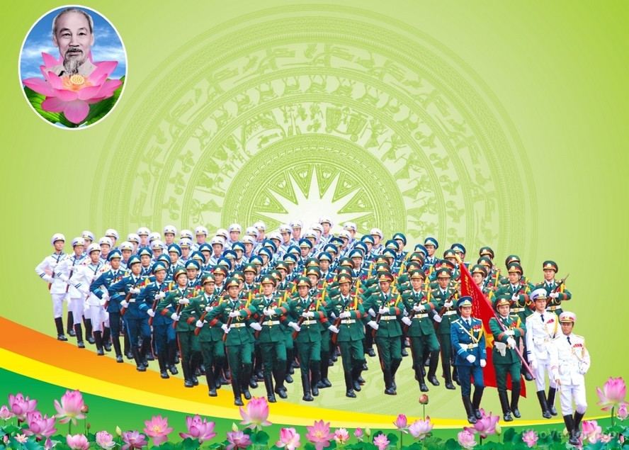 Phông nền quân đội nhân dân Việt Nam chuẩn bố cục sự kiện