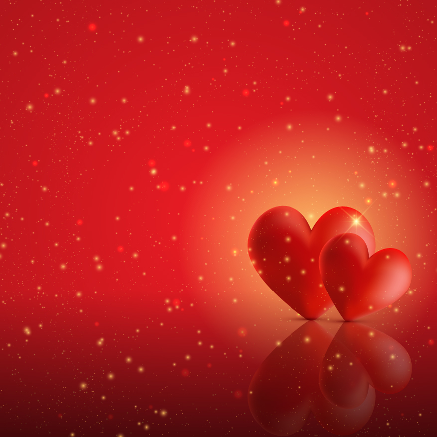 Phông nền Valentine đỏ rực với hiệu ứng cụm trái tim 3D phát sáng cực đẹp