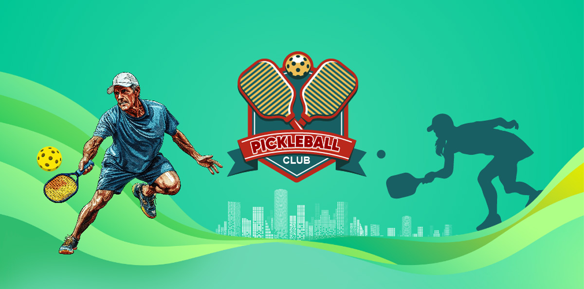 Banner pickleball vector phong cách tối giản, chuyên nghiệp