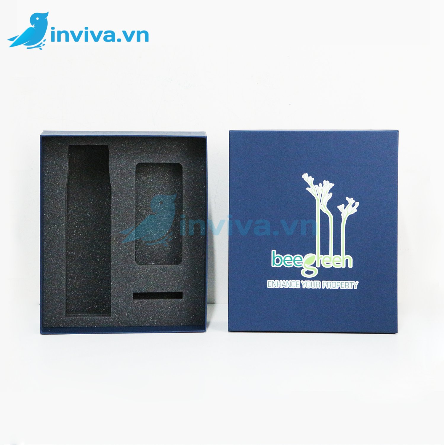 Dự án hộp âm dương nắp gập đựng bình giữ nhiệt và sạc dự phòng Beegreen