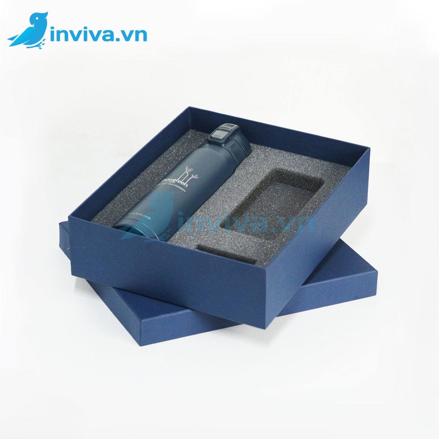 Dự án hộp âm dương nắp gập đựng bình giữ nhiệt và sạc dự phòng Beegreen