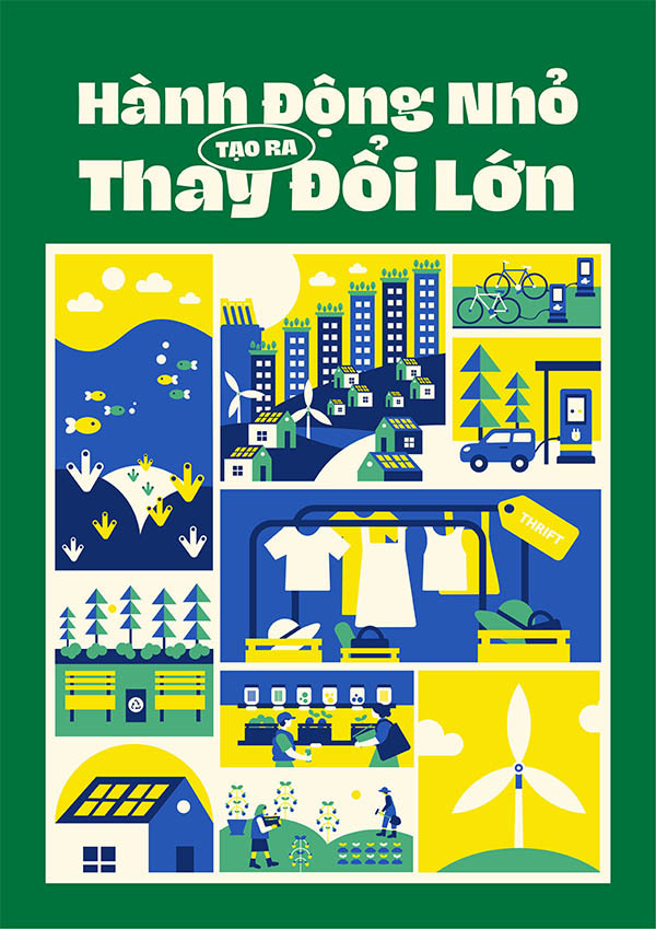 Poster kêu gọi hành động nhỏ bảo vệ trái đất lớn