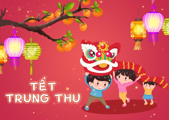 Poster trung thu múa lân vui nhộn