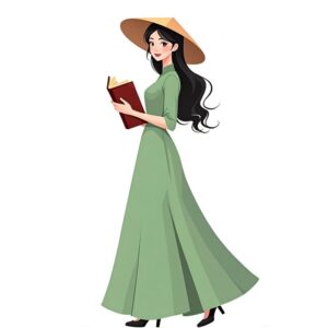 Vector áo dài xanh lá