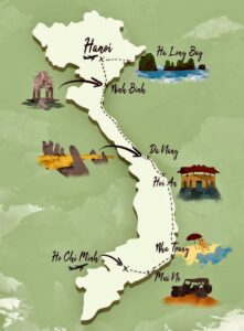 Bản đồ vietnam vector địa điểm du lịch