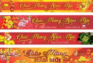 Vector băng rôn chúc mừng năm mới 2020
