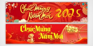 Vector băng rôn chúc mừng năm mới 2025