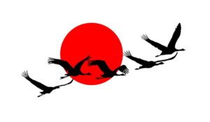 Vector chim hạc bay theo đàn