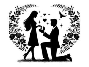 Vector cô dâu chú rể cầu hôn