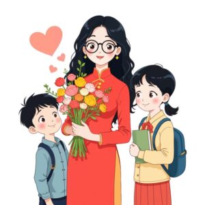 Vector cô giáo và trò